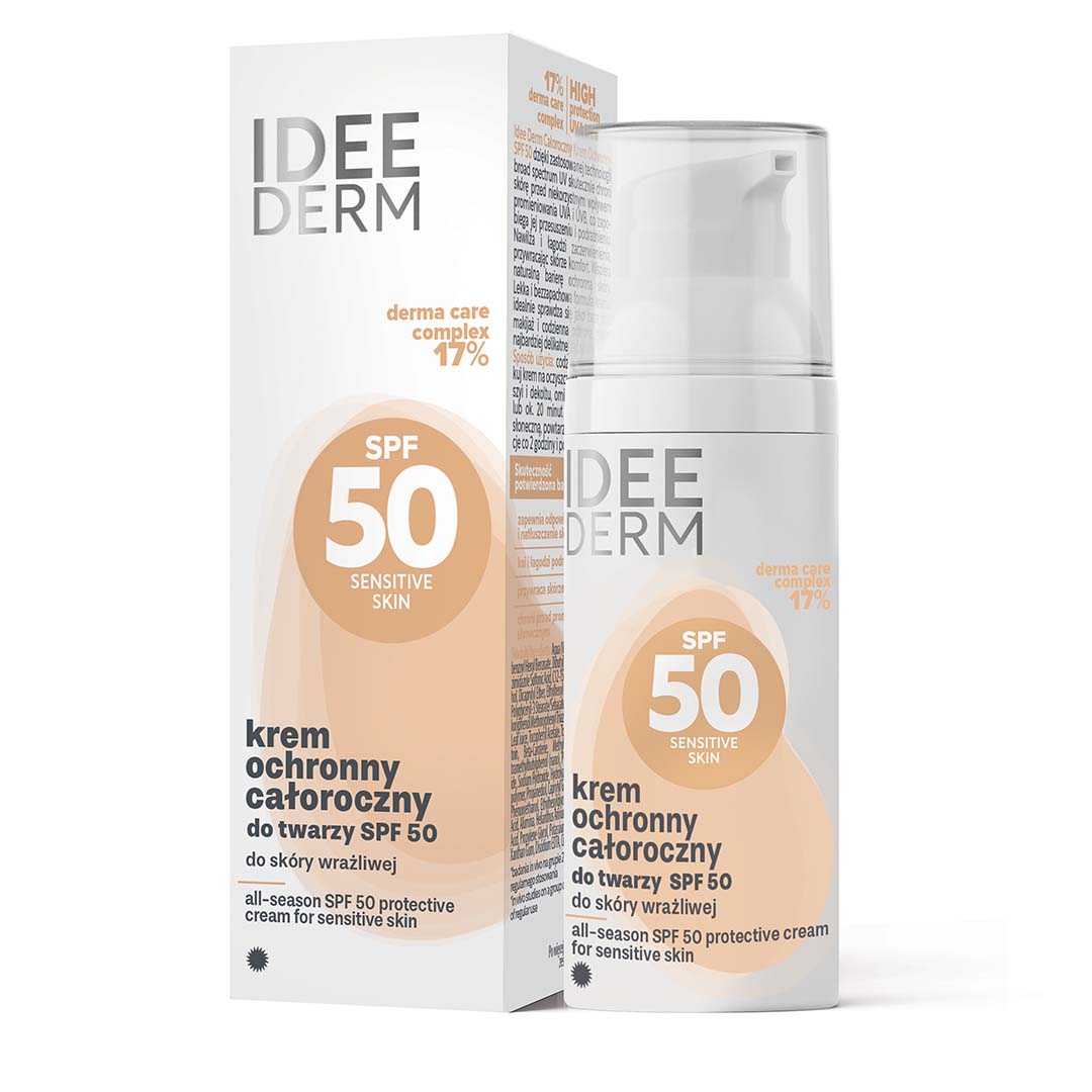 Całoroczny krem ochronny SPF 50 do skóry wrażliwej